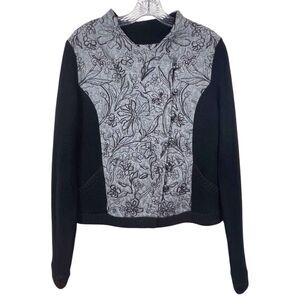 ANTHROPOLOGIE Knitted & Knotted Burke Bomber Moto Jacket Size M Black Gray EUC